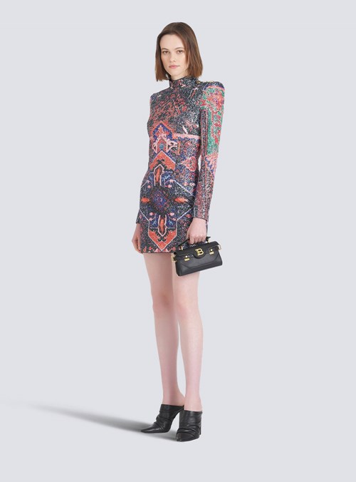 Balmain Corta Multicolor Sequined Vestido Multicolor | RASO-82019
