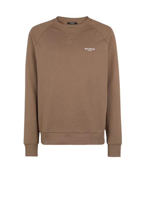 Balmain Eco-designed Algodon Sweatshirt With Small Flocked Balmain Paris Logo Marrom | ULFR-84719