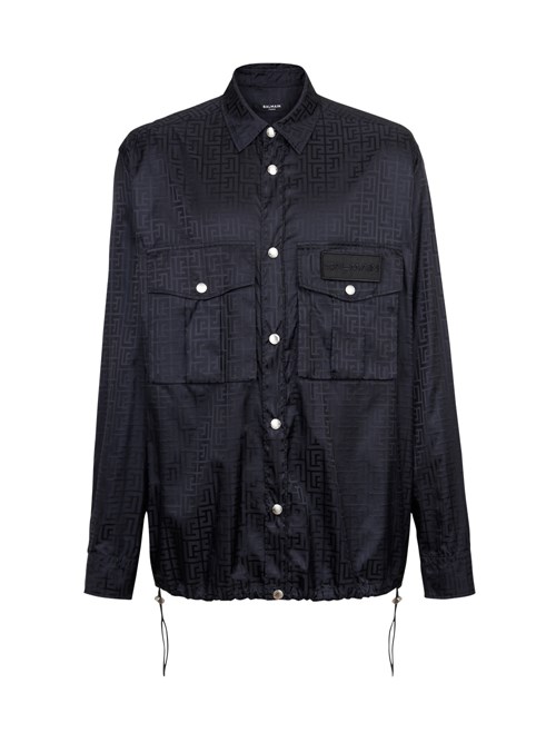 Balmain Nylon Shirt With Balmain Monogram Negros | EGFM-03264